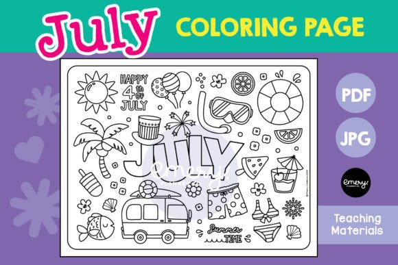 Creative July Coloring Page: A Design Asset for Engagement