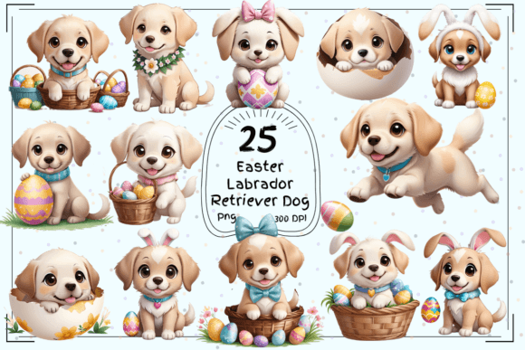 Easter Labradors: Festive Clipart for Designers