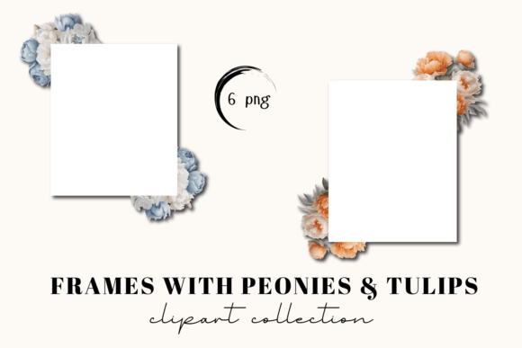 Elegant White Frames with Peonies and Tulips for Designers