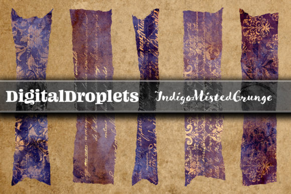 Indigo Misted Grunge: 180 Washi Tapes for Modern Design