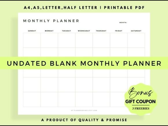 Monthly Calendar Template Printable Land