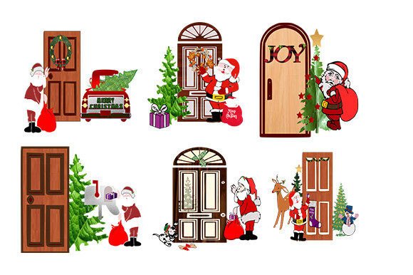 Santa at Door Set: A Festive Design Asset for Creative Projects