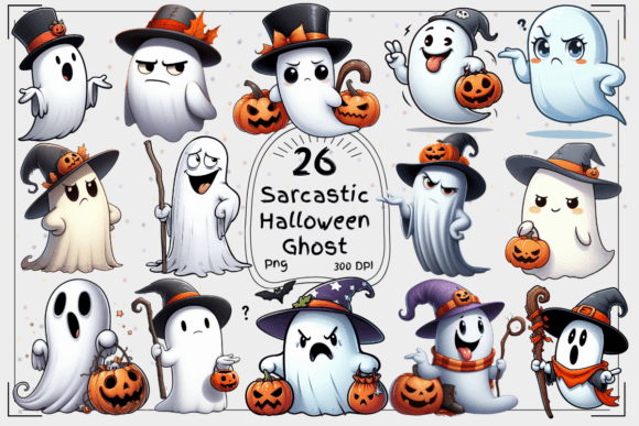 Sarcastic Halloween Ghost Clipart: A Design Asset with Bite