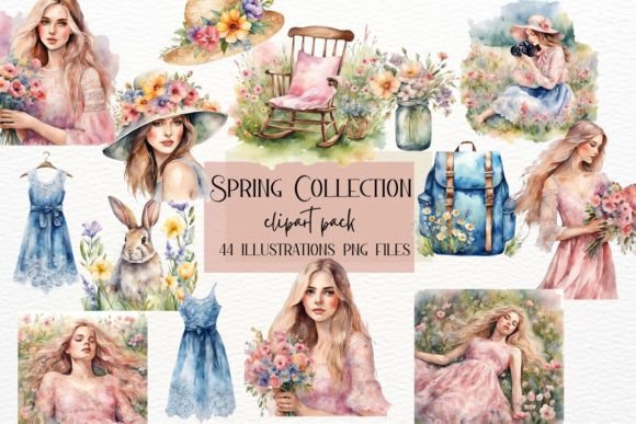 Spring Girls, Spring Collection: Fresh Design Assets for Easter